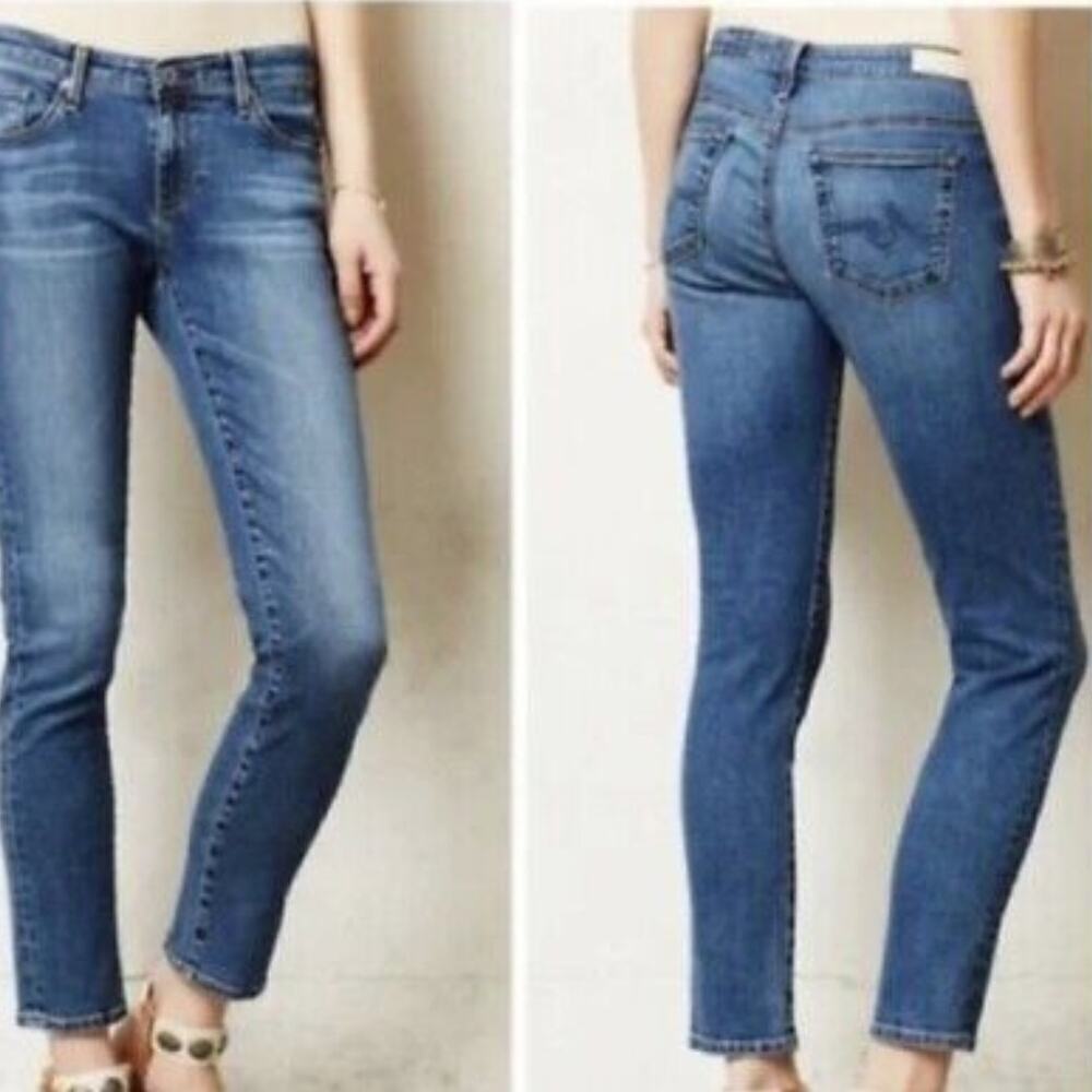 Adriano Goldschmied The Stevie Slim Straight Capri Dark Wash Blue Size 27